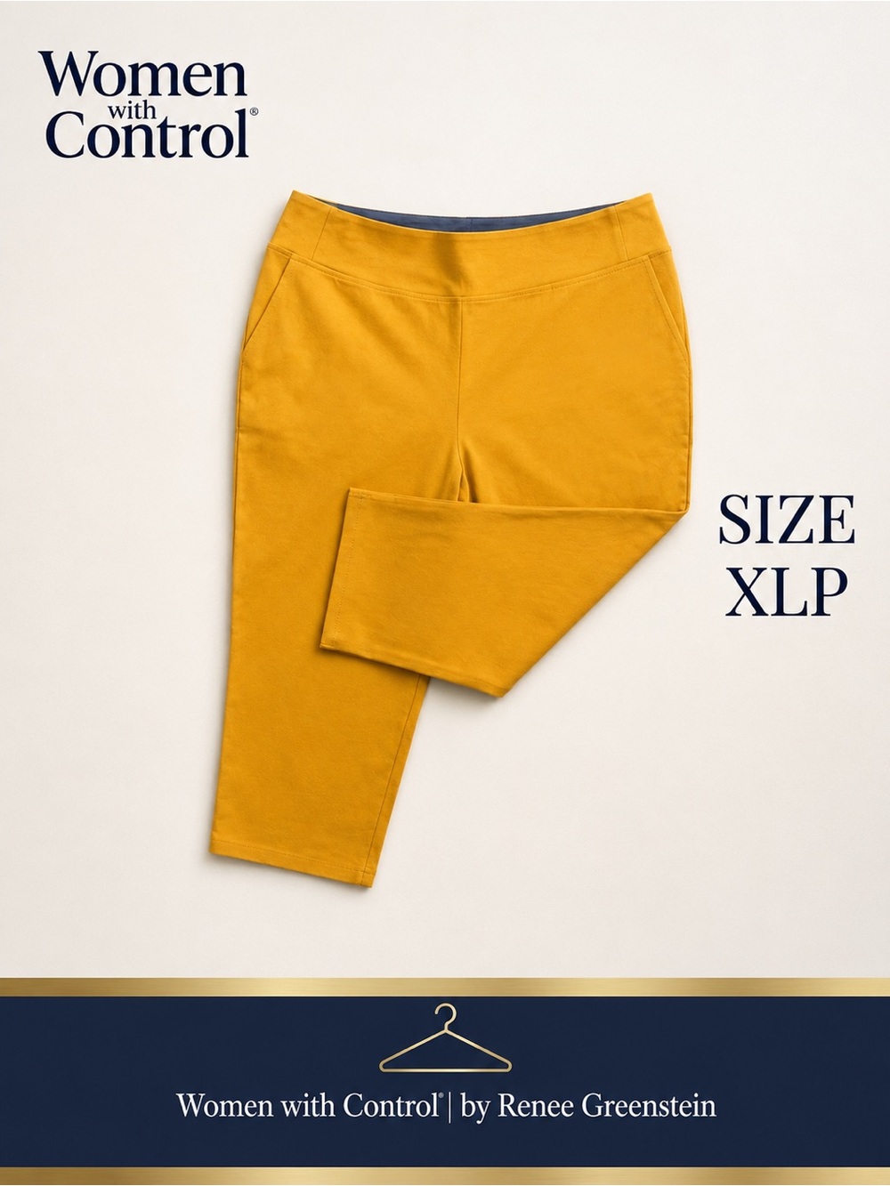 WOMEN WITH CONTROL by Renee Greenstein Stretch Denim Crop Pants Goldenrod XLP‎
